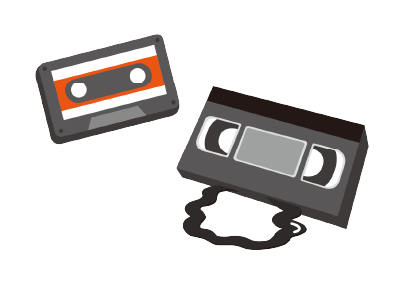 ビデオテープやカセットテープ